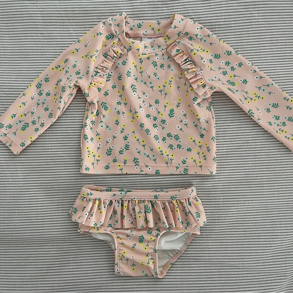 Tucker + Tate Ruffle Two-Piece Rashguard Swimwear